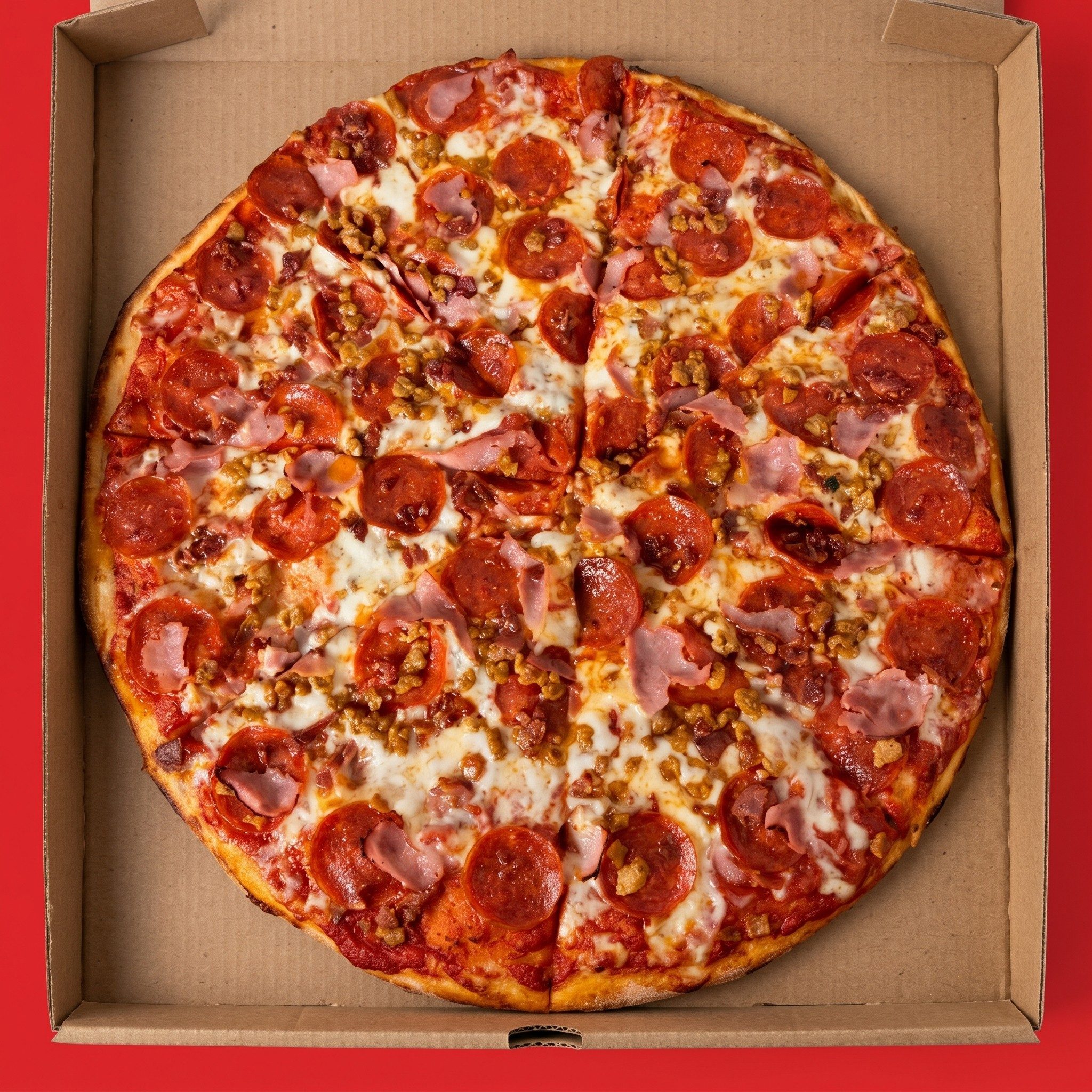 12' Medium Meat Lovers Pizza.