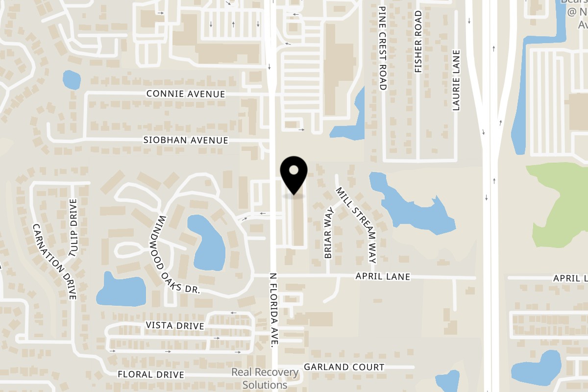 Map showing the location of Hawkeye's New York Pizza and Pasta on 14835 N Florida Ave in Tampa